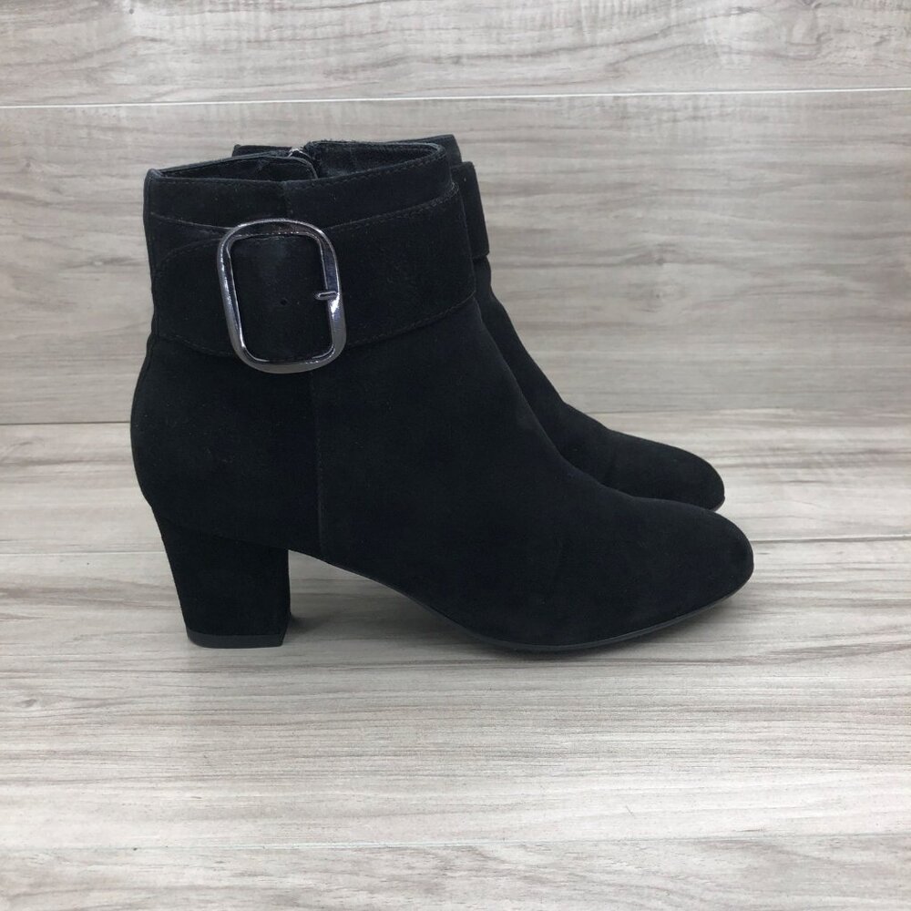 Aquatalia Ankle Boots Womens 6.5 Zaina Black Suede Zip Booties